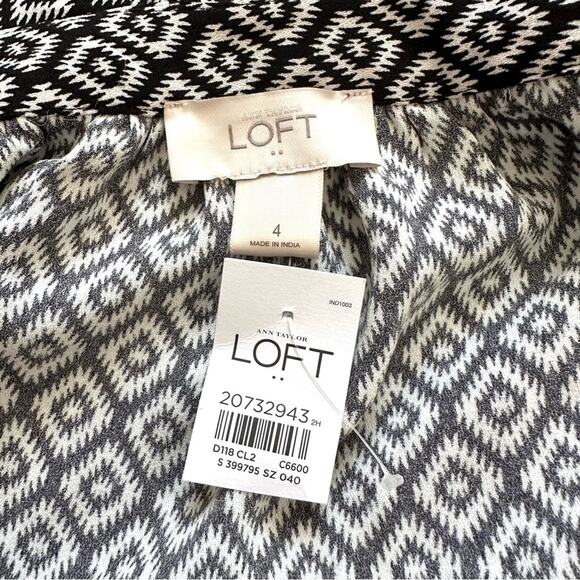 LOFT Outlet Skirt Black White Geometric Design Skater Circle Mini Size 4 NEW - Picture 2 of 10